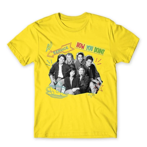 Citromsárga Jóbarátok férfi rövid ujjú póló - How you doin? - Team