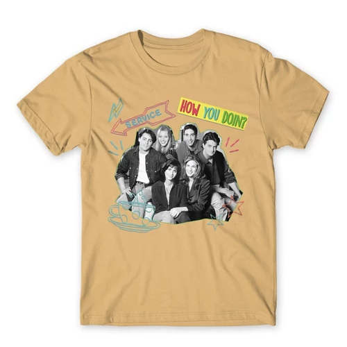 Homok Jóbarátok férfi rövid ujjú póló - How you doin? - Team