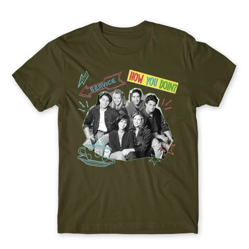 Khaki Jóbarátok férfi rövid ujjú póló - How you doin? - Team