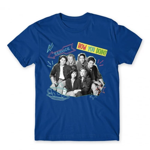 Királykék Jóbarátok férfi rövid ujjú póló - How you doin? - Team