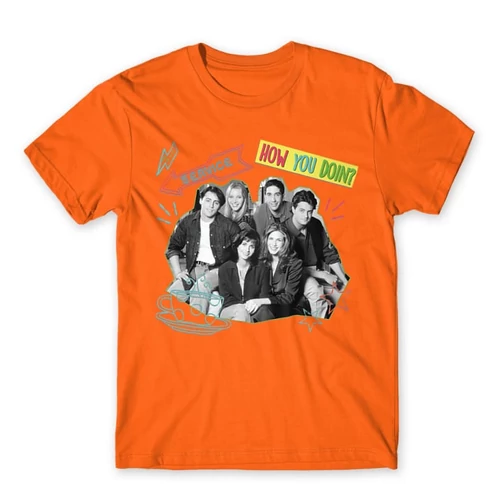 Narancs Jóbarátok férfi rövid ujjú póló - How you doin? - Team