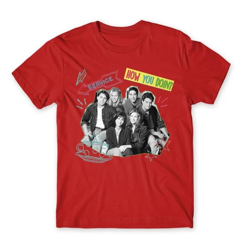 Piros Jóbarátok férfi rövid ujjú póló - How you doin? - Team