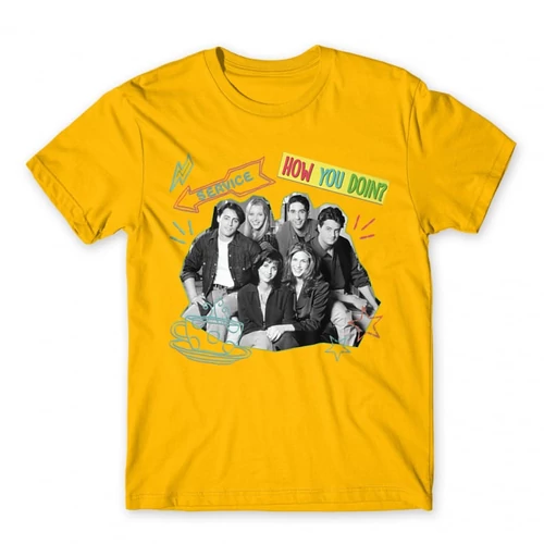 Sárga Jóbarátok férfi rövid ujjú póló - How you doin? - Team