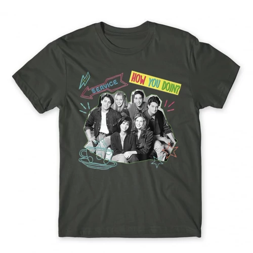 Sötétszürke Jóbarátok férfi rövid ujjú póló - How you doin? - Team