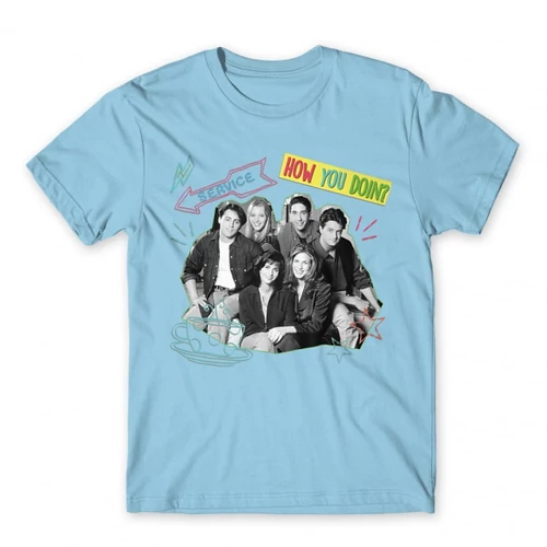 Világoskék Jóbarátok férfi rövid ujjú póló - How you doin? - Team