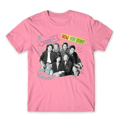 Világos rózsaszín Jóbarátok férfi rövid ujjú póló - How you doin? - Team