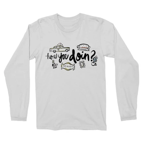 Fehér Jóbarátok férfi hosszú ujjú póló - How you doin?