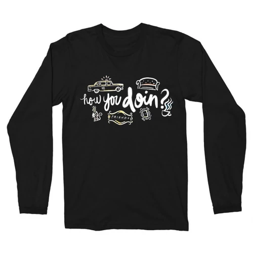 Fekete Jóbarátok férfi hosszú ujjú póló - How you doin?