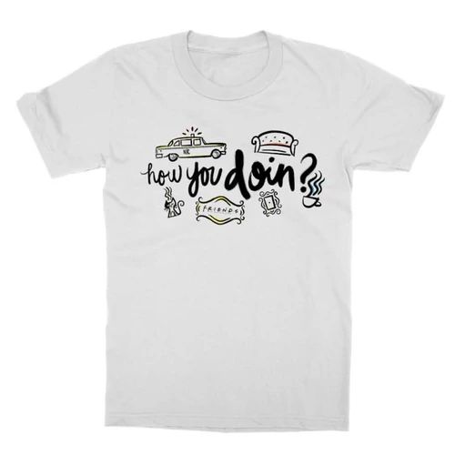 Fehér Jóbarátok férfi rövid ujjú póló - How you doin?