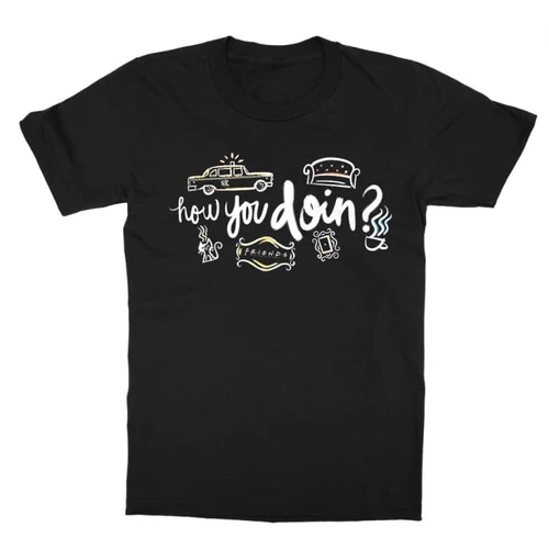 Fekete Jóbarátok férfi rövid ujjú póló - How you doin?