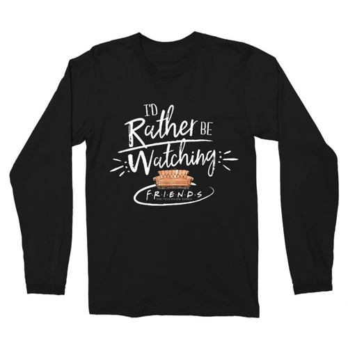 Fekete Jóbarátok férfi hosszú ujjú póló - I' d rather be watching friends