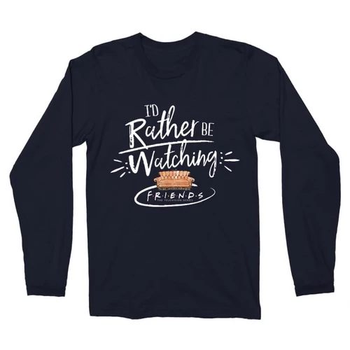 Sötétkék Jóbarátok férfi hosszú ujjú póló - I' d rather be watching friends