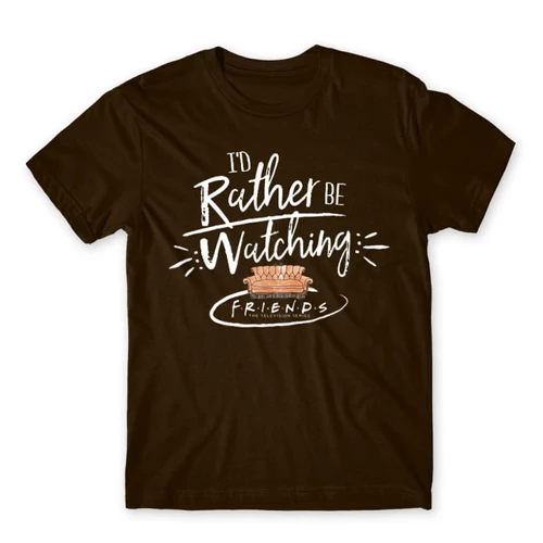 Barna Jóbarátok férfi rövid ujjú póló - I' d rather be watching friends