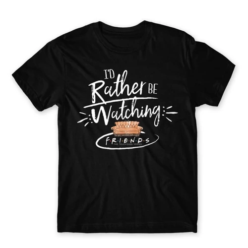 Fekete Jóbarátok férfi rövid ujjú póló - I' d rather be watching friends