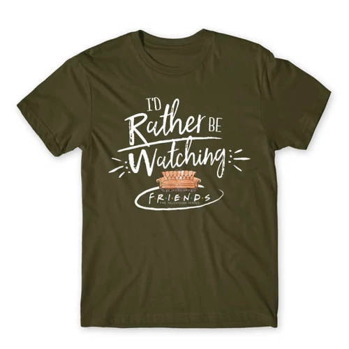 Khaki Jóbarátok férfi rövid ujjú póló - I' d rather be watching friends