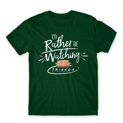 Sötétzöld Jóbarátok férfi rövid ujjú póló - I' d rather be watching friends