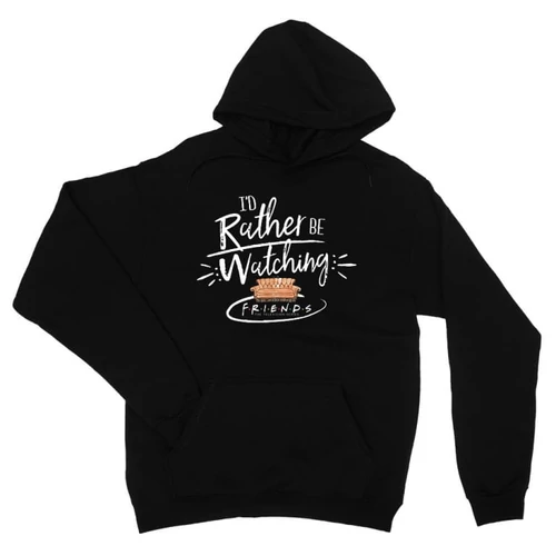 Fekete Jóbarátok kapucnis pulóver - I'd rather be watching friends