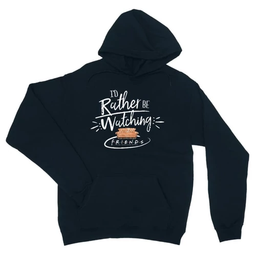 Sötétkék Jóbarátok kapucnis pulóver - I'd rather be watching friends