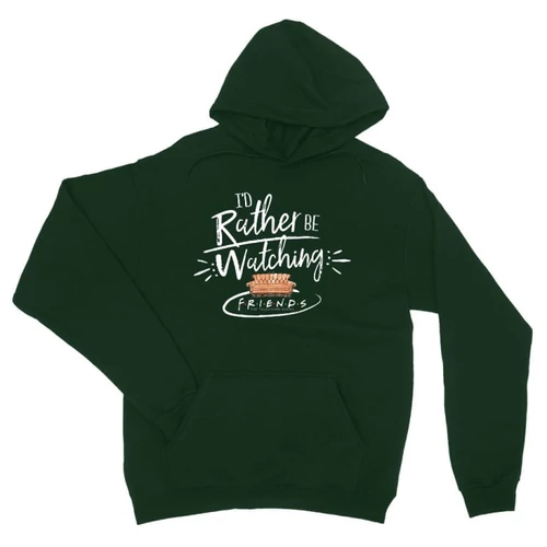 Sötétzöld Jóbarátok kapucnis pulóver - I'd rather be watching friends
