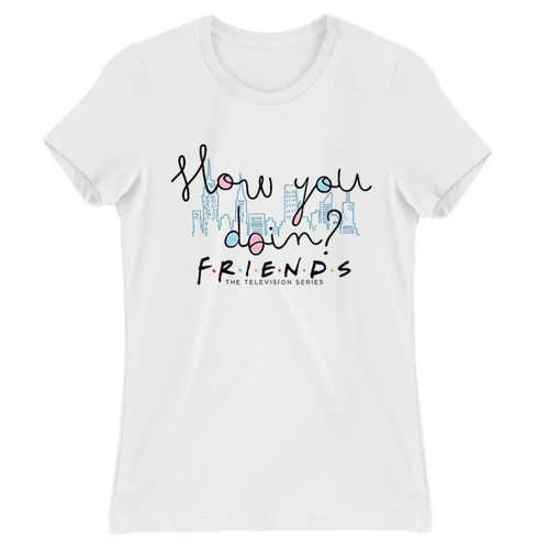 Fehér Jóbarátok női rövid ujjú póló - Doodle How you doin?