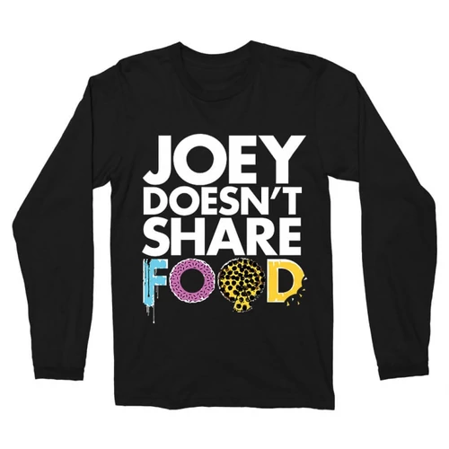 Fekete Jóbarátok férfi hosszú ujjú póló - Joey doesn't share food text