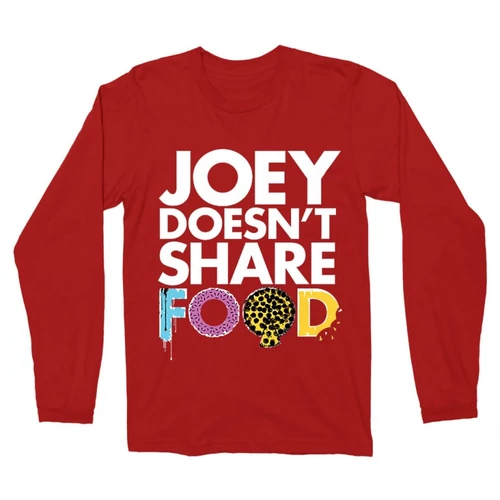 Piros Jóbarátok férfi hosszú ujjú póló - Joey doesn't share food text