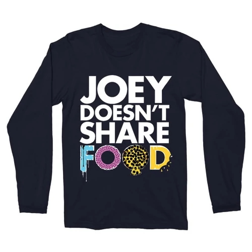 Sötétkék Jóbarátok férfi hosszú ujjú póló - Joey doesn't share food text