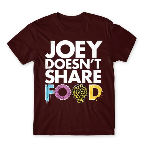 Bordó Jóbarátok férfi rövid ujjú póló - Joey doesn't share food text