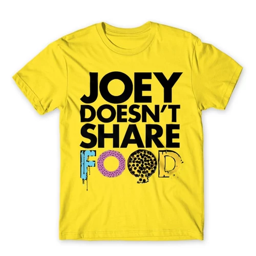 Citromsárga Jóbarátok férfi rövid ujjú póló - Joey doesn't share food text
