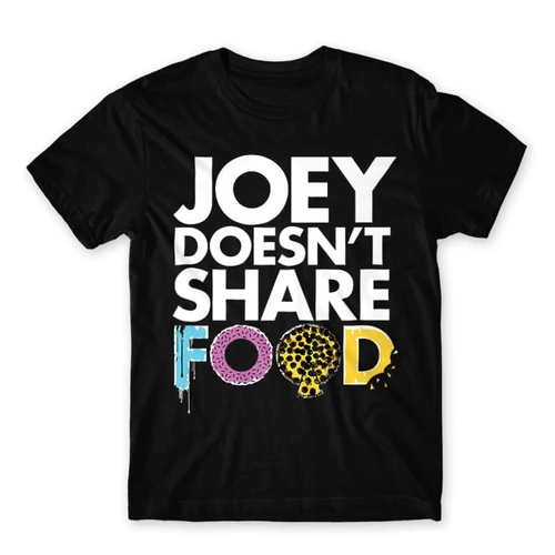 Fekete Jóbarátok férfi rövid ujjú póló - Joey doesn't share food text