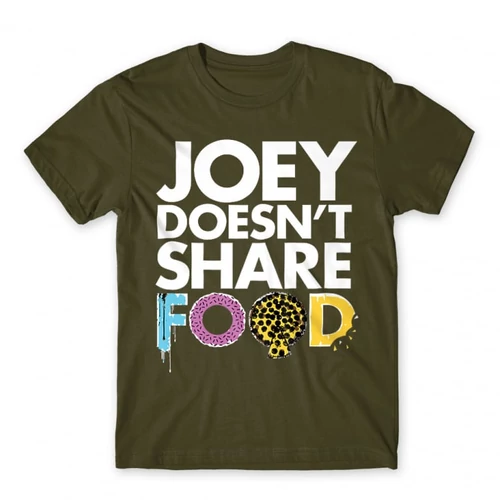 Khaki Jóbarátok férfi rövid ujjú póló - Joey doesn't share food text