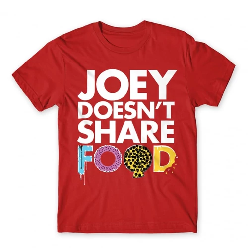 Piros Jóbarátok férfi rövid ujjú póló - Joey doesn't share food text
