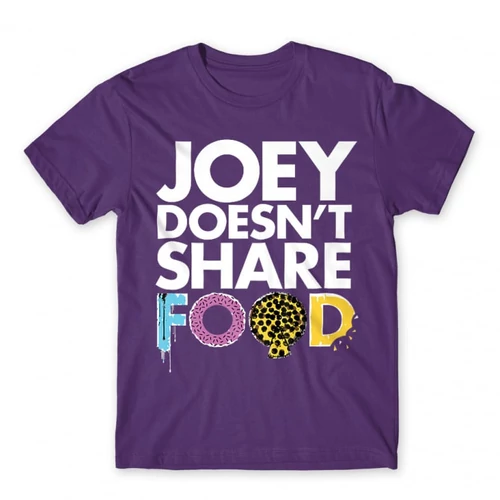 Sötétlila Jóbarátok férfi rövid ujjú póló - Joey doesn't share food text