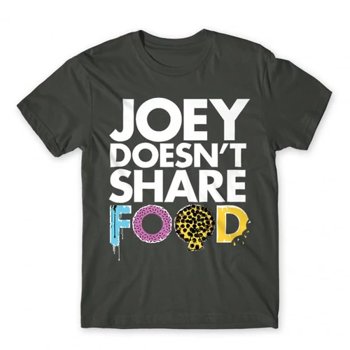 Sötétszürke Jóbarátok férfi rövid ujjú póló - Joey doesn't share food text