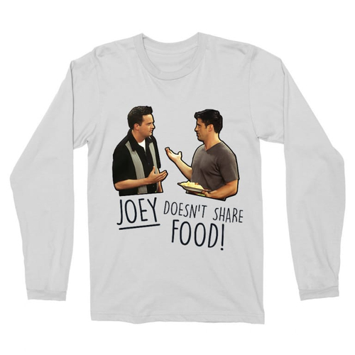 Fehér Jóbarátok férfi hosszú ujjú póló - Joey doesn't share food