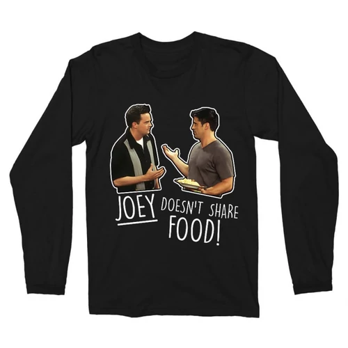 Fekete Jóbarátok férfi hosszú ujjú póló - Joey doesn't share food