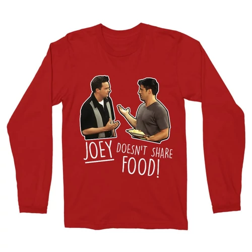 Piros Jóbarátok férfi hosszú ujjú póló - Joey doesn't share food