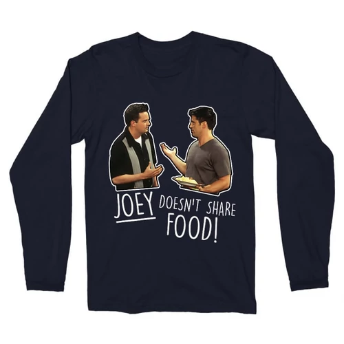 Sötétkék Jóbarátok férfi hosszú ujjú póló - Joey doesn't share food