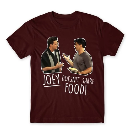 Bordó Jóbarátok férfi rövid ujjú póló - Joey doesn't share food