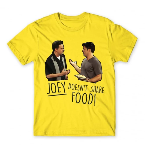 Citromsárga Jóbarátok férfi rövid ujjú póló - Joey doesn't share food