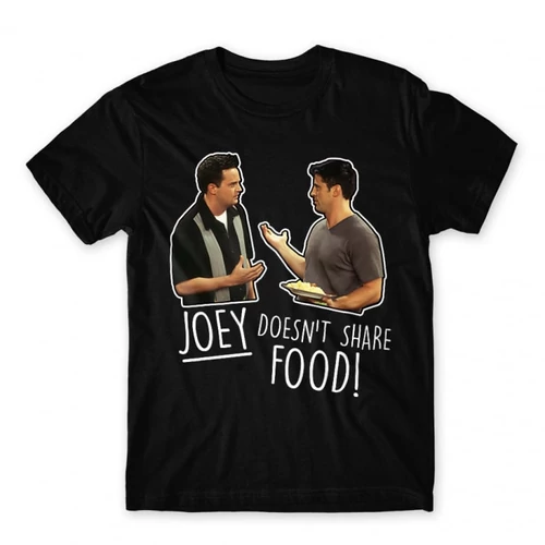 Fekete Jóbarátok férfi rövid ujjú póló - Joey doesn't share food