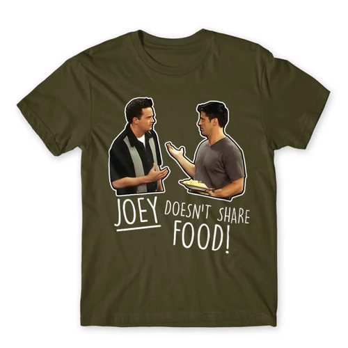 Khaki Jóbarátok férfi rövid ujjú póló - Joey doesn't share food