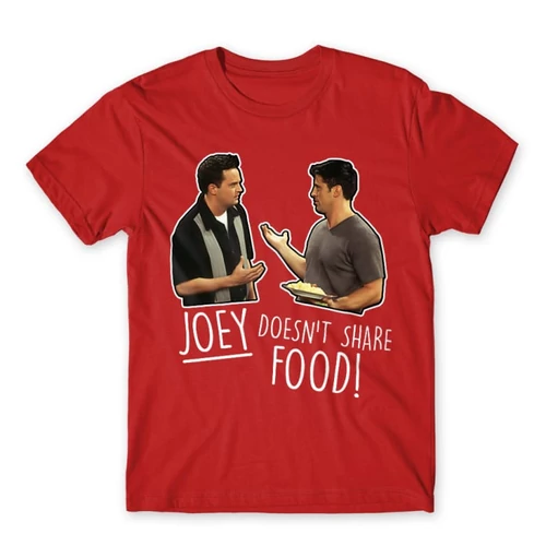 Piros Jóbarátok férfi rövid ujjú póló - Joey doesn't share food