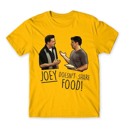Sárga Jóbarátok férfi rövid ujjú póló - Joey doesn't share food