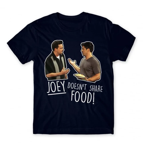Sötétkék Jóbarátok férfi rövid ujjú póló - Joey doesn't share food