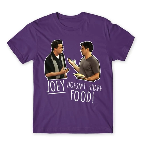 Sötétlila Jóbarátok férfi rövid ujjú póló - Joey doesn't share food