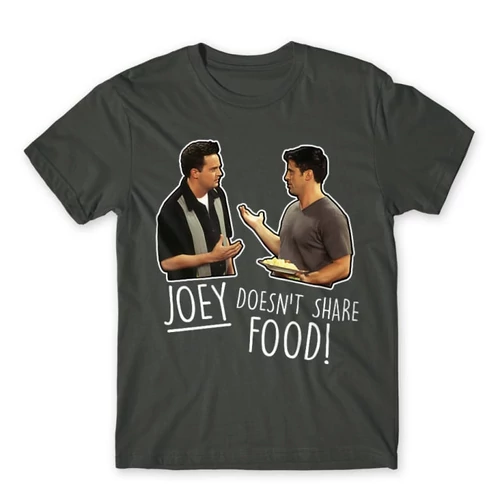 Sötétszürke Jóbarátok férfi rövid ujjú póló - Joey doesn't share food