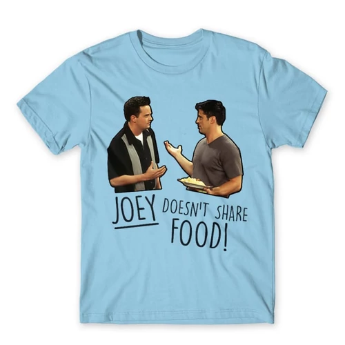 Világoskék Jóbarátok férfi rövid ujjú póló - Joey doesn't share food