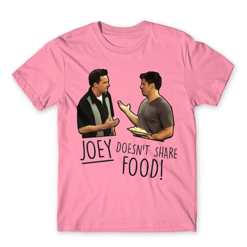 Világos rózsaszín Jóbarátok férfi rövid ujjú póló - Joey doesn't share food