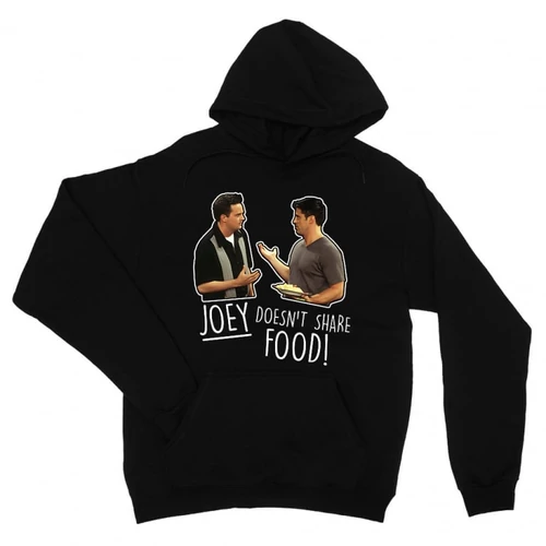 Fekete Jóbarátok unisex kapucnis pulóver - Joey doesn't share food